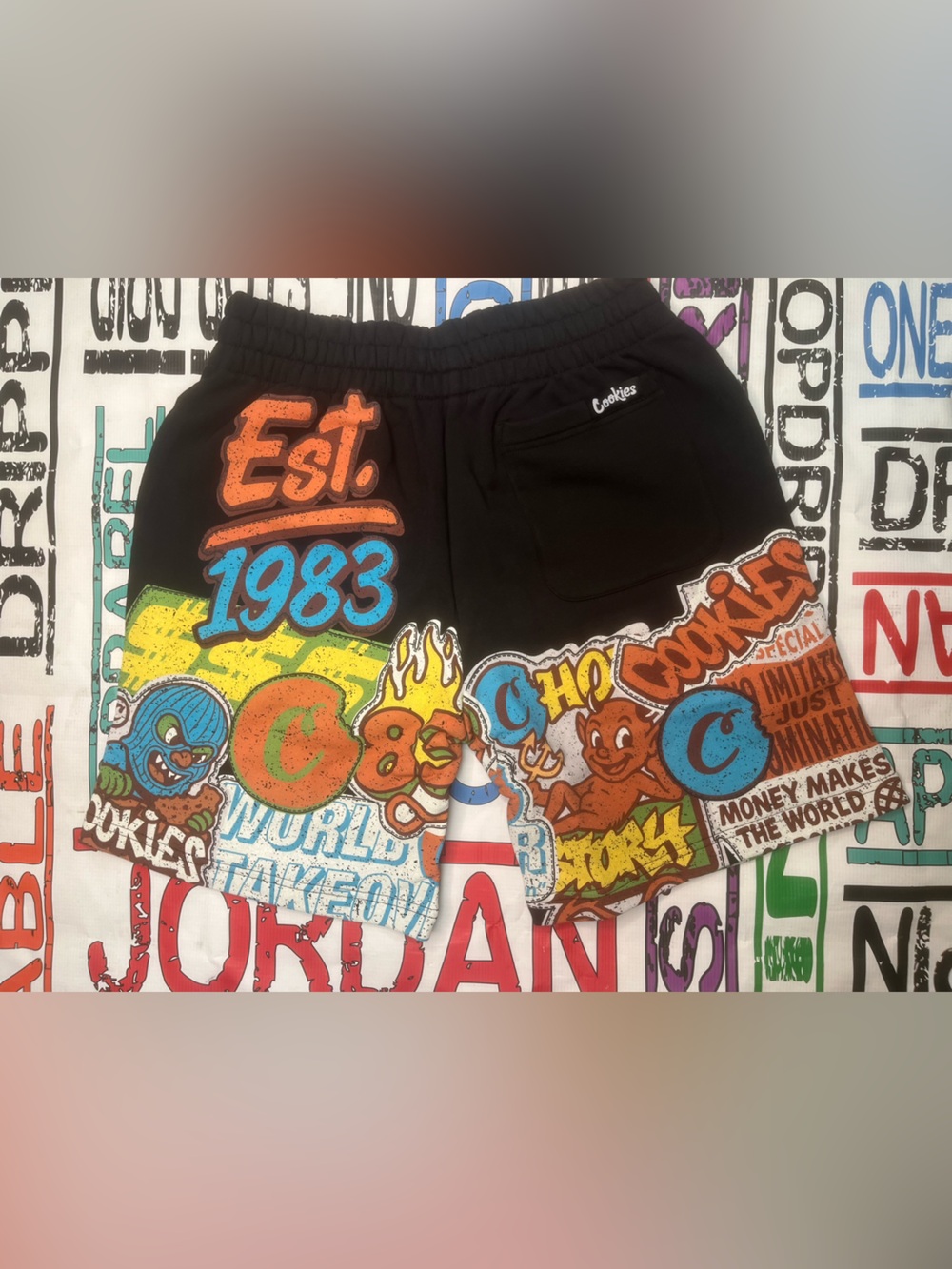 Cookies Black Graphic Tee & Shorts Set - Blue/Green/Orange Accents - Picture 6 of 7